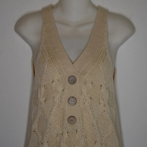 Sundance Sweater Tank Tunic Sz S Kenzie Cable Crochet Neutral Coastal Boho - Picture 2 of 13